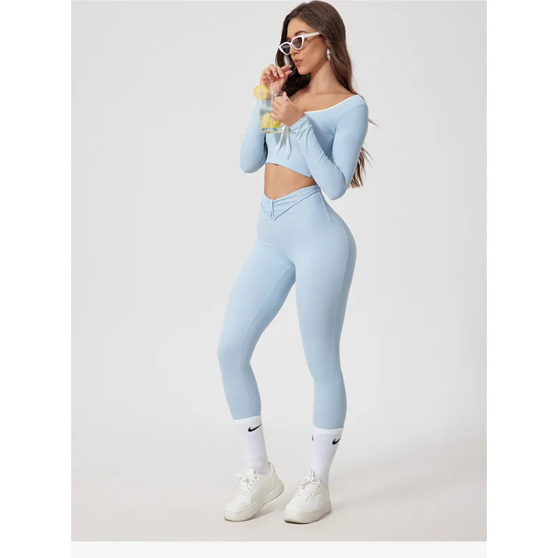 curvas atelier High Waist Quick-drying Long Sleeve Yoga Wear Suit