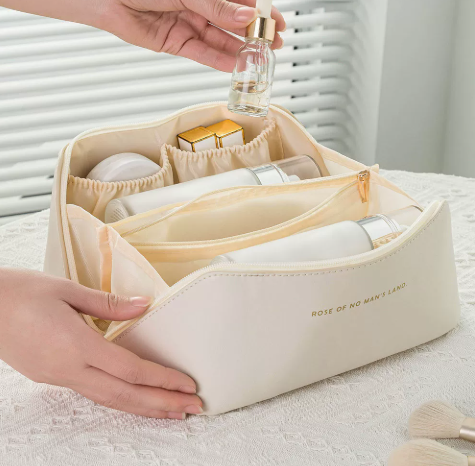 AAA Luxury Elegant PU Cosmetic Bag - Portable Large Capacity