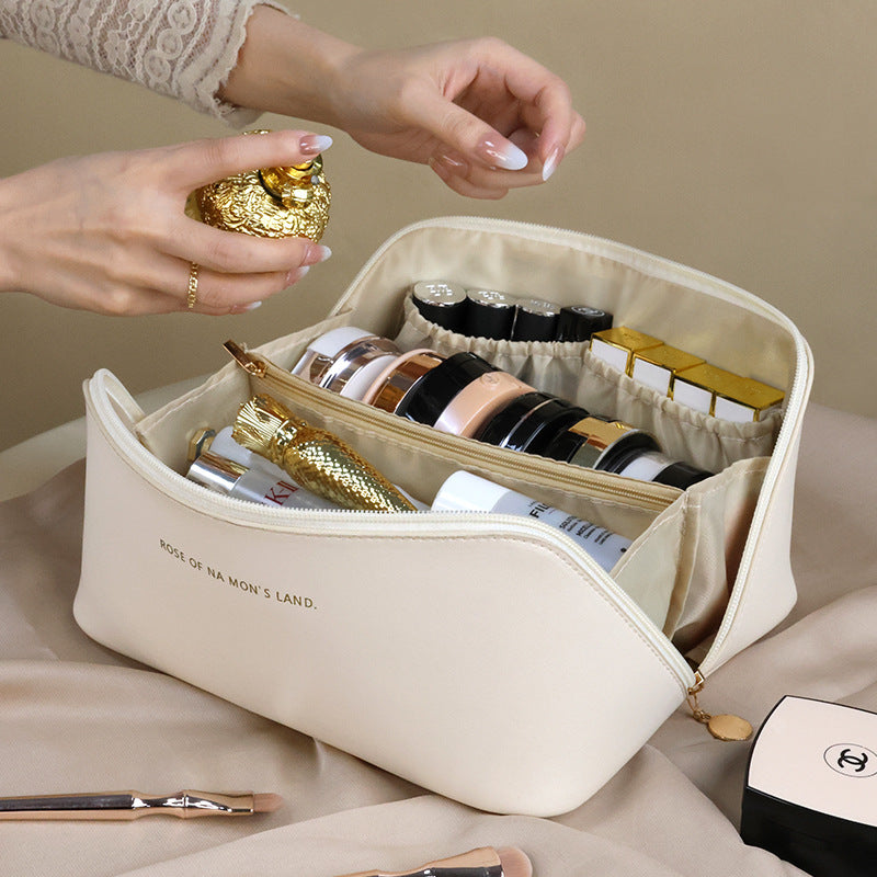 AAA Luxury Elegant PU Cosmetic Bag - Portable Large Capacity