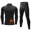AAA Luxury Thermal Underwear for Men Hunting Ski Base Layer Men Cold Weather Fleece Lined Long Johns for Men Turtleneck Thermal Compression Shirts for Men Top and Bottom Underlayer SetQuick Dry 32375 Black S.
