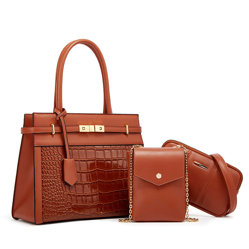 AAA Luxury Elegant Crocodile Pattern Tote Bag Set for Women