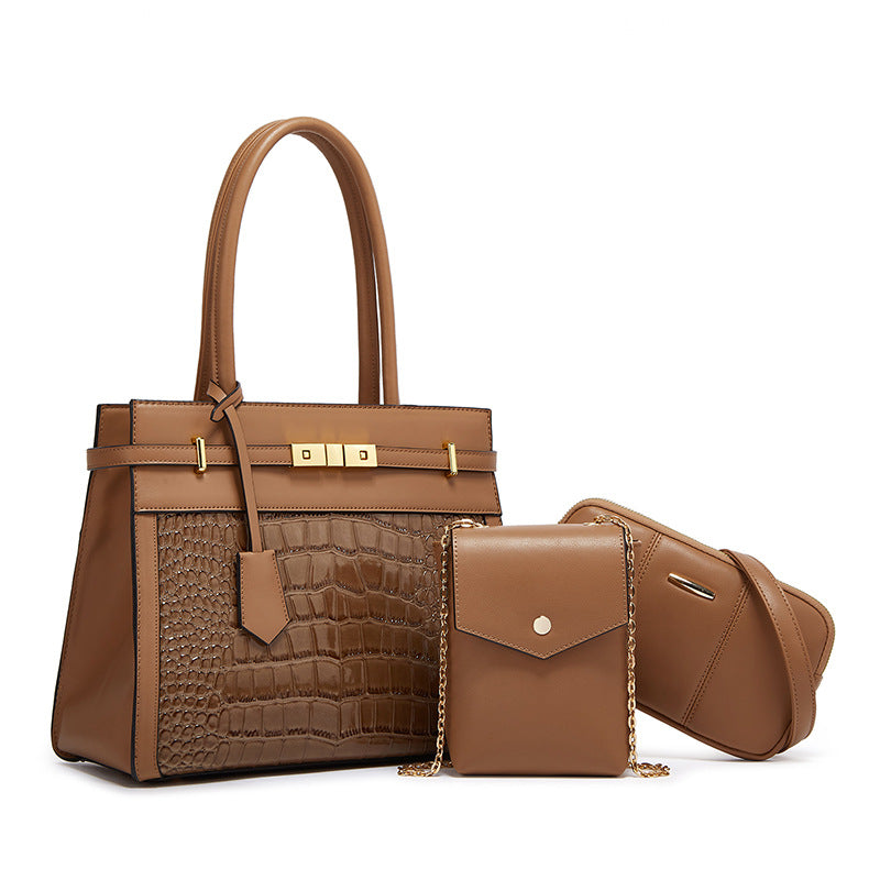AAA Luxury Elegant Crocodile Pattern Tote Bag Set for Women