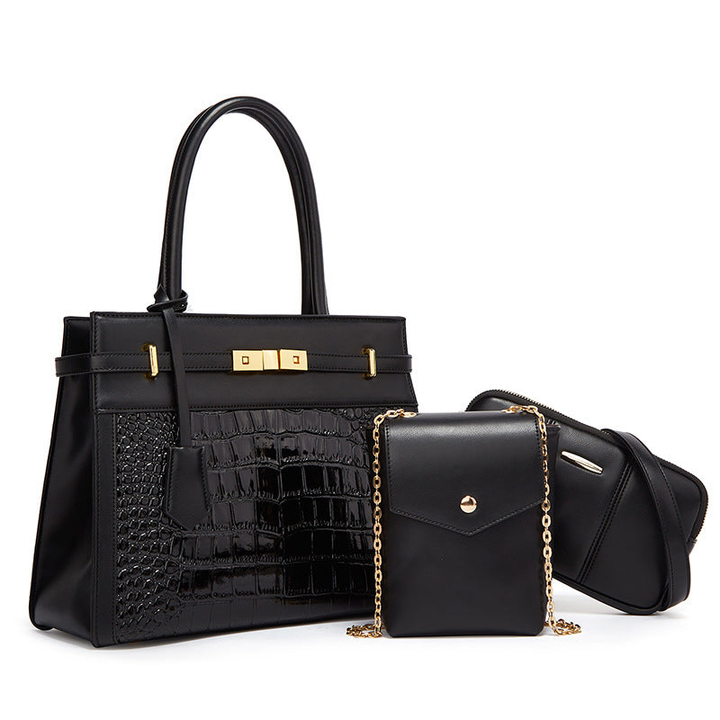 AAA Luxury Elegant Crocodile Pattern Tote Bag Set for Women