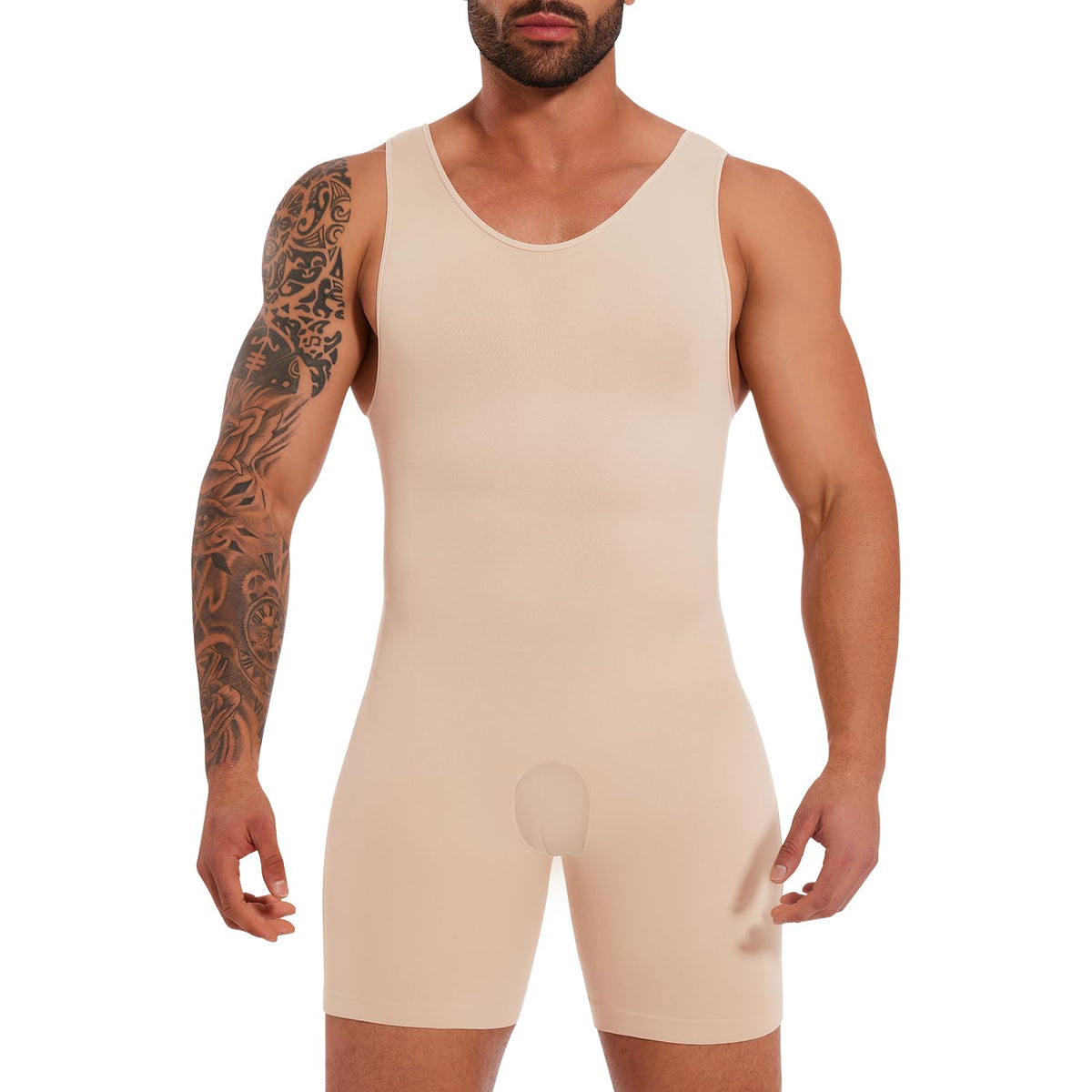 Curvas atelier  Mens Full Body Shaper Slimming Compression Bodysuit Shapewear Thigh Slimmer Tummy Control Fajas Para Hombres