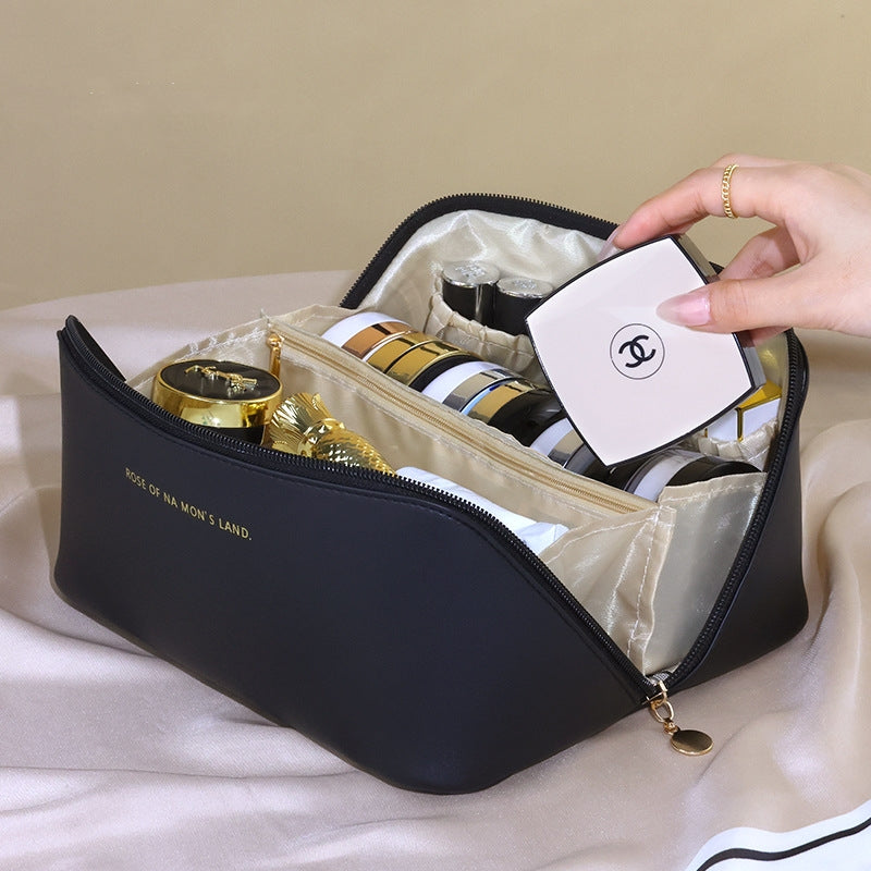 AAA Luxury Elegant PU Cosmetic Bag - Portable Large Capacity
